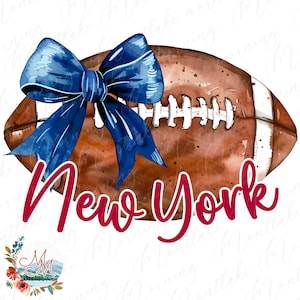 New York Football PNG / Coquette New York Football / Sublimazione del New York Football / Clipart di calcio e arco / File digitale della squadra sportiva