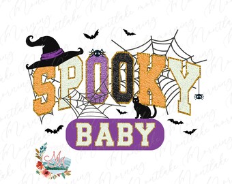 Griezelige baby-Halloween, png | Mama en ik Varsity Letters-sublimatiebestand | Leuke spookachtige mini herfst digitaal ontwerp downloaden | Spookachtig seizoen, png