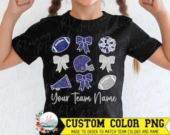 Glittery Custom Football PNG | Custom Cheer png | Football Cheer DTF DTG Digital Design File | Glitter Cheerleading Sublimation Download