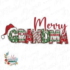 Feliz Vovó PNG | Sublimação Familiar Combinada de Natal | Arquivo de design digital de Natal de chapéu de Papai Noel bonito | Feriado, mamãe, e, mim Clipart