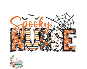 Spooky Nurse PNG | Spooky Nurse Sublimation | Cute Halloween Digital Design File | Fall Medical Doctor Office Clipart | Autumn Spider Bats