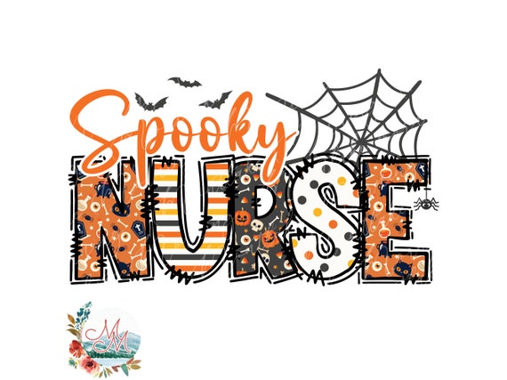 Spooky Nurse PNG | Spooky Nurse Sublimation | Cute Halloween Digital Design File | Fall Medical Doctor Office Clipart | Autumn Spider Bats