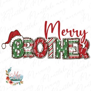 Frohe Bruder PNG | Weihnachten passende Familie Sublimation | Niedliche Weihnachtsmannmütze Weihnachten Digitale Design-Datei | Urlaub Mama und ich Clipart