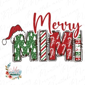 Feliz Mimi PNG | Sublimação Familiar Combinada de Natal | Bonito feriado chapéu de Papai Noel mamãe e eu vovó Natal Clipart arquivo de design digital