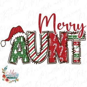 Tia Feliz PNG | Família de Natal Combinando DTF DTG Sublimação | Chapéu de Papai Noel Bonito Arquivo de Design Digital de Natal | Mamãe e Eu de Férias