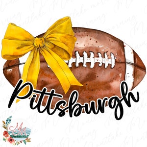 Coquette Football PNG | Sublimação de Futebol de Pittsburgh | Design de Futebol da Pensilvânia | Clipart de Futebol e Laço | Arquivo Digital de Equipe Esportiva