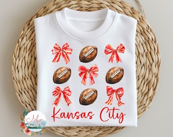 Fútbol coquette PNG / Fútbol de Kansas City PNG / Diseño de fútbol americano / Clipart de fútbol y arco / Archivo digital de equipo deportivo / Missouri