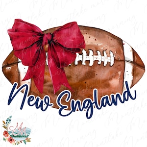 Futebol PNG da Nova Inglaterra | Arquivo de design digital de futebol da Coquette New England | Sublimação da equipe esportiva da Nova Inglaterra | Arco de futebol Clipart
