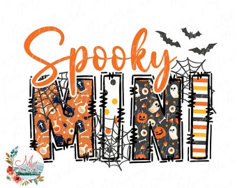 Spooky Mini Halloween PNG | Halloween Mommy and Me Kid Sublimation | Mama & Me Fall T-Shirt | Halloween Toddler Design File | Mom Baby png