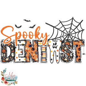 Dentista espeluznante PNG / Sublimación de consultorio dental espeluznante / Lindo archivo de diseño digital de dentista de Halloween / Descarga de redes de dientes de murciélagos en el consultorio del dentista