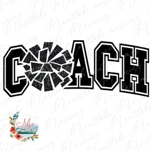 Cheerleading Coach PNG | Cheer Coach Sublimation | Cheerleader Pom Pom Digital Design File | Cute Cheer Season PNG | Varsity Letters Cheer