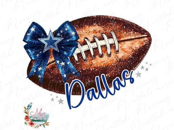 Dallas Football PNG | Dallas Coquette Glitter Football DTF DTG Sublimation | Girly Texas Glittery Football Digital Design png File Download