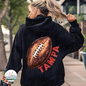 Tampa Bay Fußball PNG DTF | Tampa Glitter Fußballdatei | Girly Florida Glitzernder Fußball Digitaler Design-Download | Sport Team Sublimation