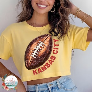 Kansas City Fußball PNG | Kansas City Glitzernder Fußball DTF DTG Sublimation | Kansas City Football Design Datei-Download für Frauen