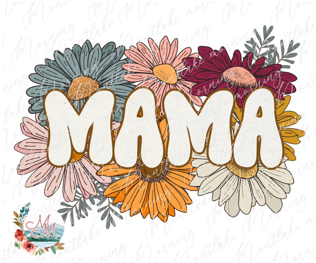 Boho Mama Bouquet PNG Retro Mom Sublimation Clipart Hippie Floral ...