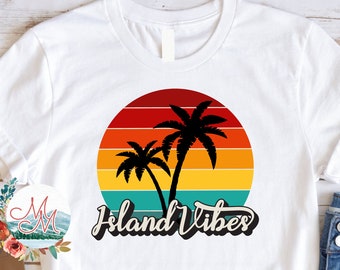 Eilandvibes | Sublimatie zonsondergang strepen | Sunkissed | Afdrukbaar bestand tropische palmboom | Strand, png-bestand | Digitaal zomerontwerp | Vakantie