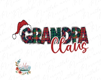 Opa Claus PNG | Karierte Weihnachtsmama und Familie Sublimation | Niedliche Weihnachtsmütze mit Weihnachtsmannmütze Digitales Design | Urlaub Opa Clipart