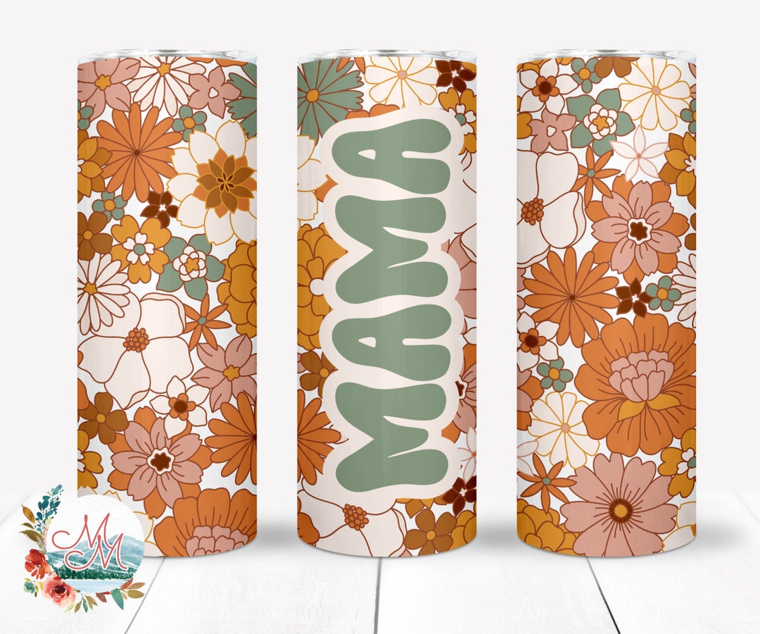 Retro Mama Tumbler PNG | Tumbler Mama Sublimation | Boho Floral Tumbler ...