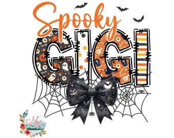 Spooky Gigi Halloween PNG | Coquette Spooky Gigi Halloween png | Spooky Gigi Bow PNG | Halloween Grandma Gramma Nana Grammy Digital Design