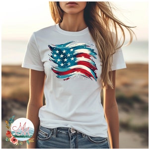 American Flag PNG | Fourth of July Sublimation | July 4th Men&#39;s Women&#39;s T-Shirt | America | USA Patriotic Independence Digital Design File
