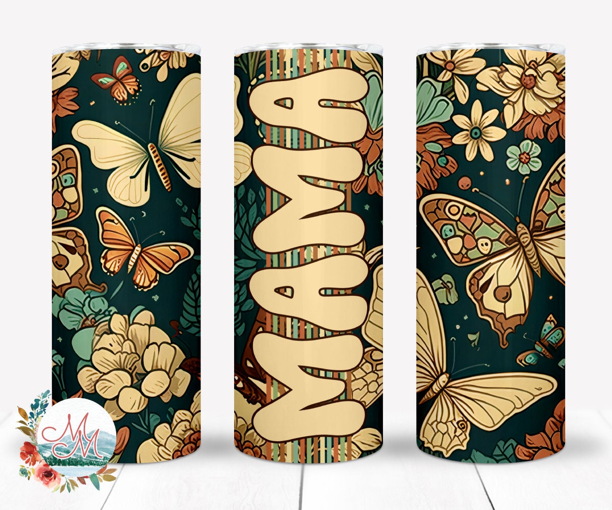 Retro Mama Tumbler PNG | Tumbler Mama Sublimation | Boho Floral Tumbler ...