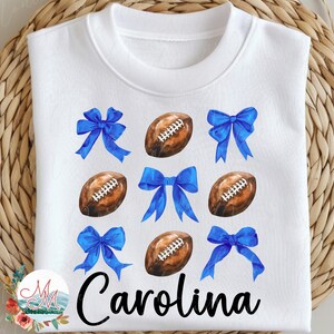 Fútbol coqueto PNG / Fútbol de Carolina PNG / Diseño de fútbol de Charlotte / Clipart de balones y moños / Archivo digital del equipo deportivo de Carolina
