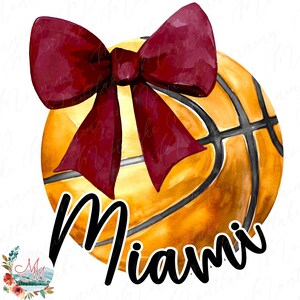 Coquette Basketball PNG | Miami Basketball PNG | Florida Basketball Design | Clipart de Basquete e Arco | Arquivo de Download Digital de Equipe Esportiva