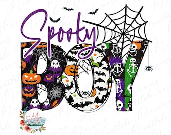Spooky Boy Halloween PNG | Halloween Mommy and Me Kid Sublimation | Mama & Me Fall T-Shirt | Halloween Toddler Design File | One Spooky Boy