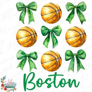 Basquete de Boston PNG | Coquette Basquete PNG | Design de Basquete de Massachusetts | Bolas de Basquete e Arcos | Arquivo de Download Digital de Equipe Esportiva