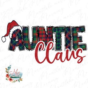 Tia Noel PNG | Xadrez Natalino Combinando Sublimação Familiar | Arquivo de design digital de Natal de chapéu de Papai Noel bonito | Feriado, mamãe, e, mim Clipart