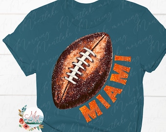 Miami Football PNG | Miami Glitter Football png | Girly Florida Glittery Football Digital Design File | | Sports Team Sublimation Download