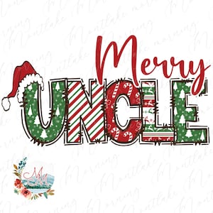 Tio Feliz PNG | Família de Natal Combinando DTF DTG Sublimação | Chapéu de Papai Noel Bonito Arquivo de Design Digital de Natal | Mamãe e Eu de Férias
