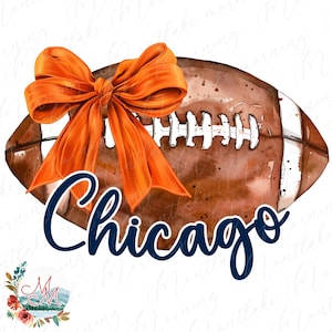 Futebol De Chicago PNG | Arquivo de design digital de futebol de Coquette Illinois | Sublimação da equipe esportiva de Chicago | Arco de futebol clipart download PNG