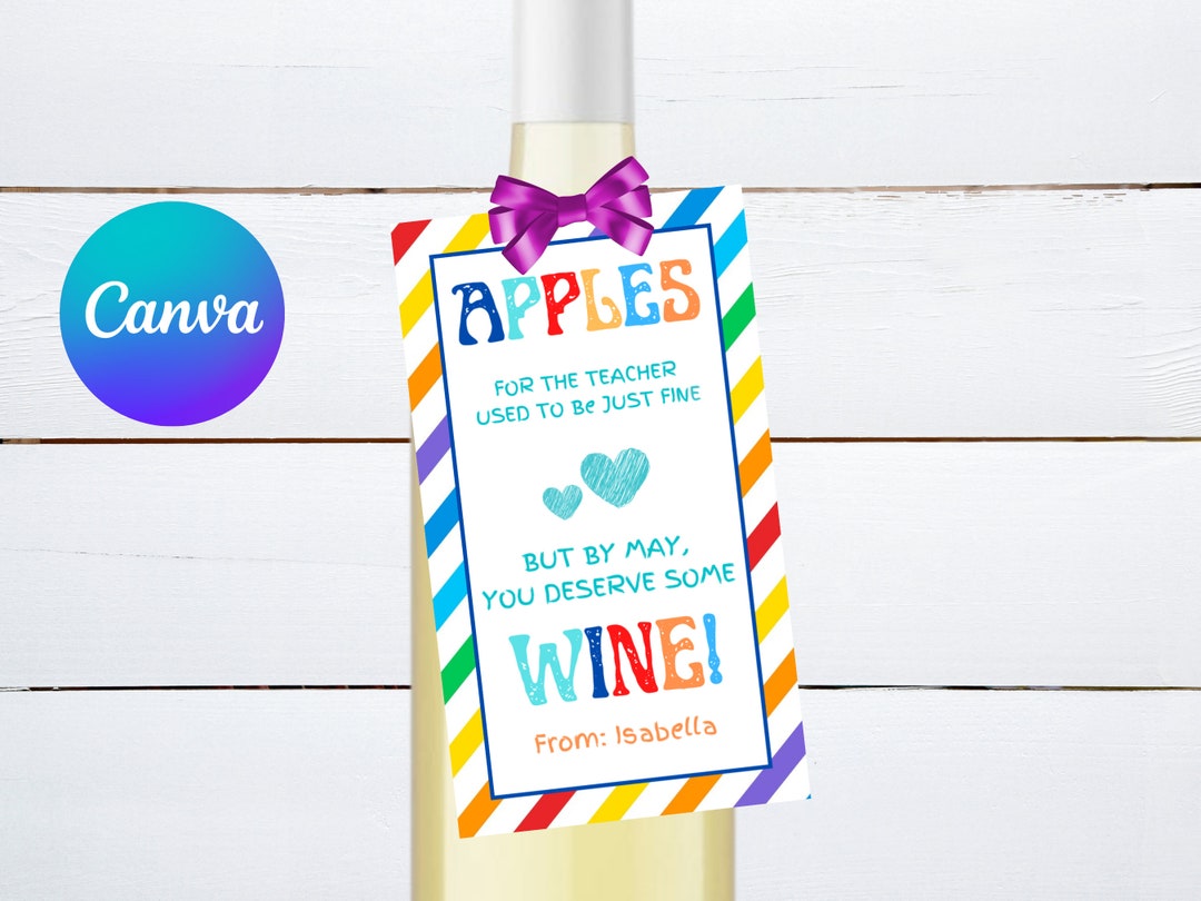 Teacher Wine Tag | End of School Year | Wine Teacher Appreciation Gift ...