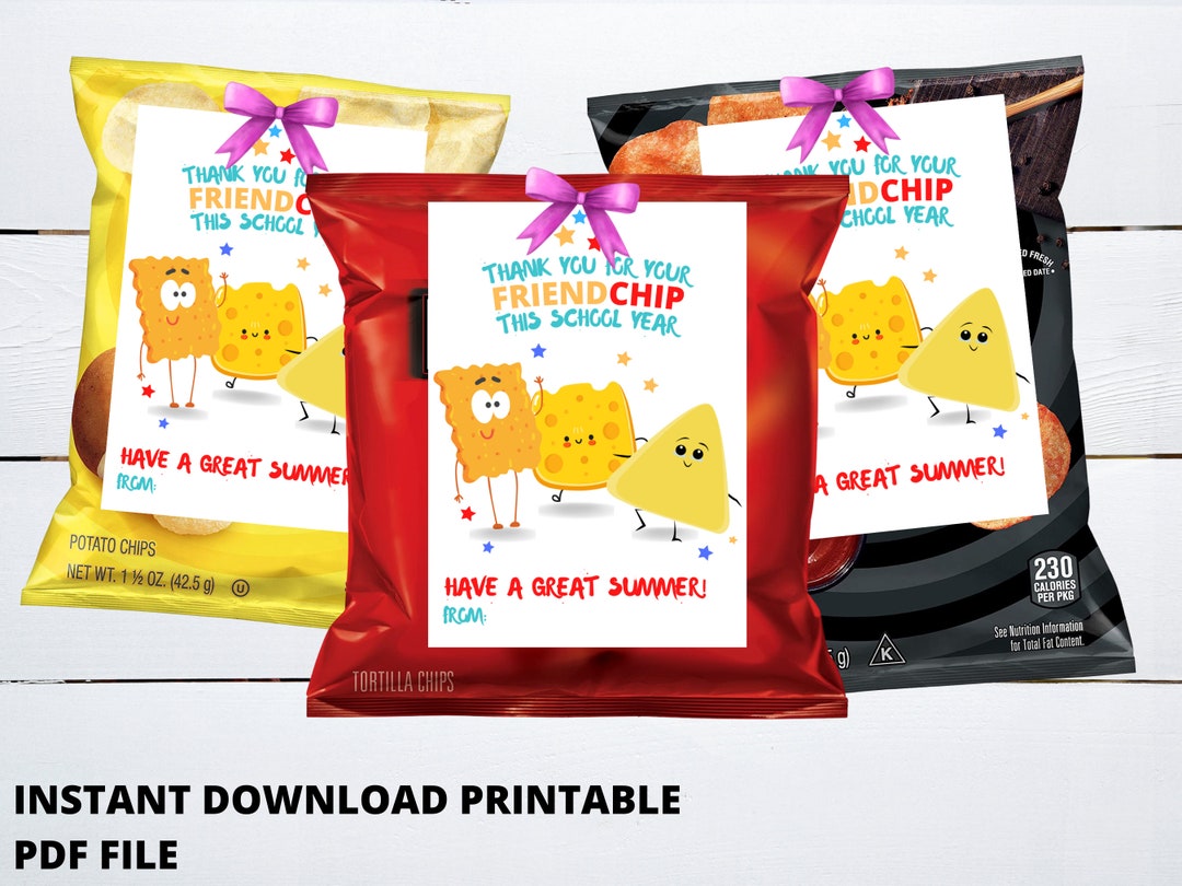 Last Day of School Printable Tag Classroom Treat Tag Friend Chip Bag ...