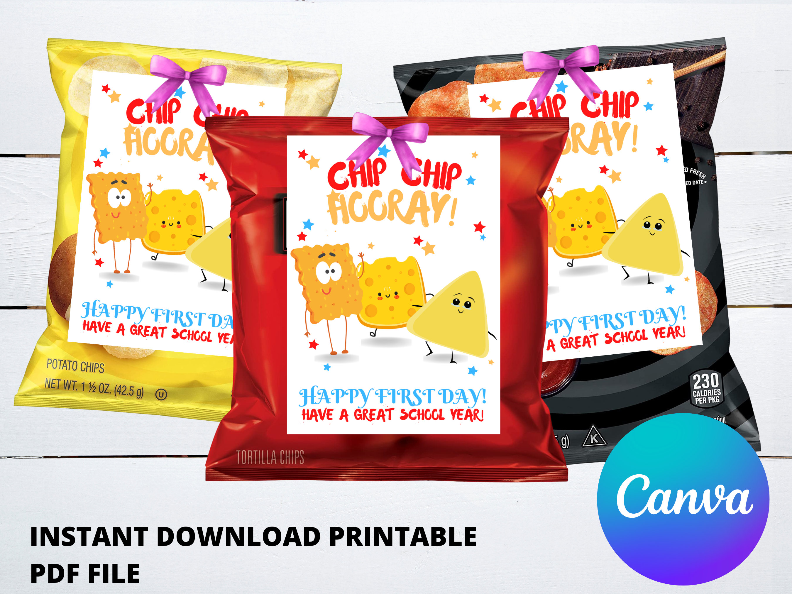 Back to School Printable Tag Classroom Treat Tag Chip Bag Tags First ...