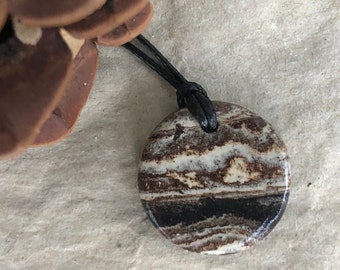 Jupiter Ceramic Necklace, Marble Clay Pendant, Adjustable Necklace | elegant and one-of-a-kind