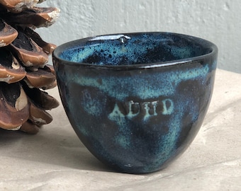 ADHD Ceramic Espresso Cup,  black coffee mug, Neurodiversity awareness mug, Self Care Mugs