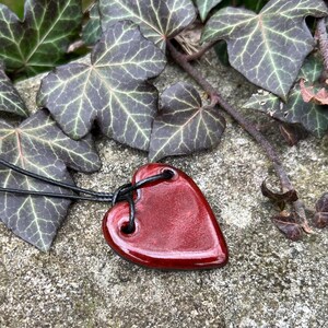 Ceramic Heart Necklace | Valentines Day Pendant, Adjustable Necklace