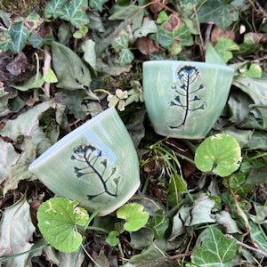 Floral Botanical Ceramic Espresso Cup, handmade mug, gift for coffe lover