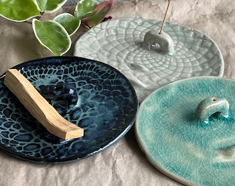 Palo Santo and incense burner, incense tray handmade ceramic plate