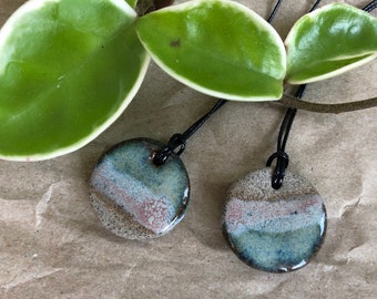 Ceramic Necklace | Blue Pendant, Adjustable Necklace | Concrete gray seashore vibes light ceramic jewelry