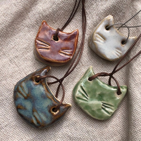 Ceramic Cat Pendant | Colorful Cat Necklace | Handmade in Switzerland