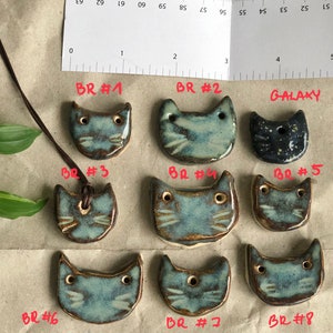 Ceramic Cat Pendant Shape Mix Colorful Cat Necklace Cat Head Handmade image 5