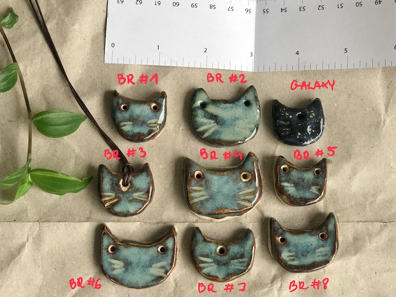 Ceramic Cat Pendant Shape Mix Colorful Cat Necklace Cat Head Handmade image 5