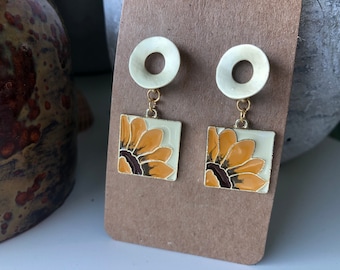 Sunflower  Earrings | Sunflower Painting Earrings
