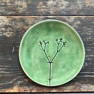 Ceramic Botanical Plates With Plant Imprint | Green With Leaf or Flower ...