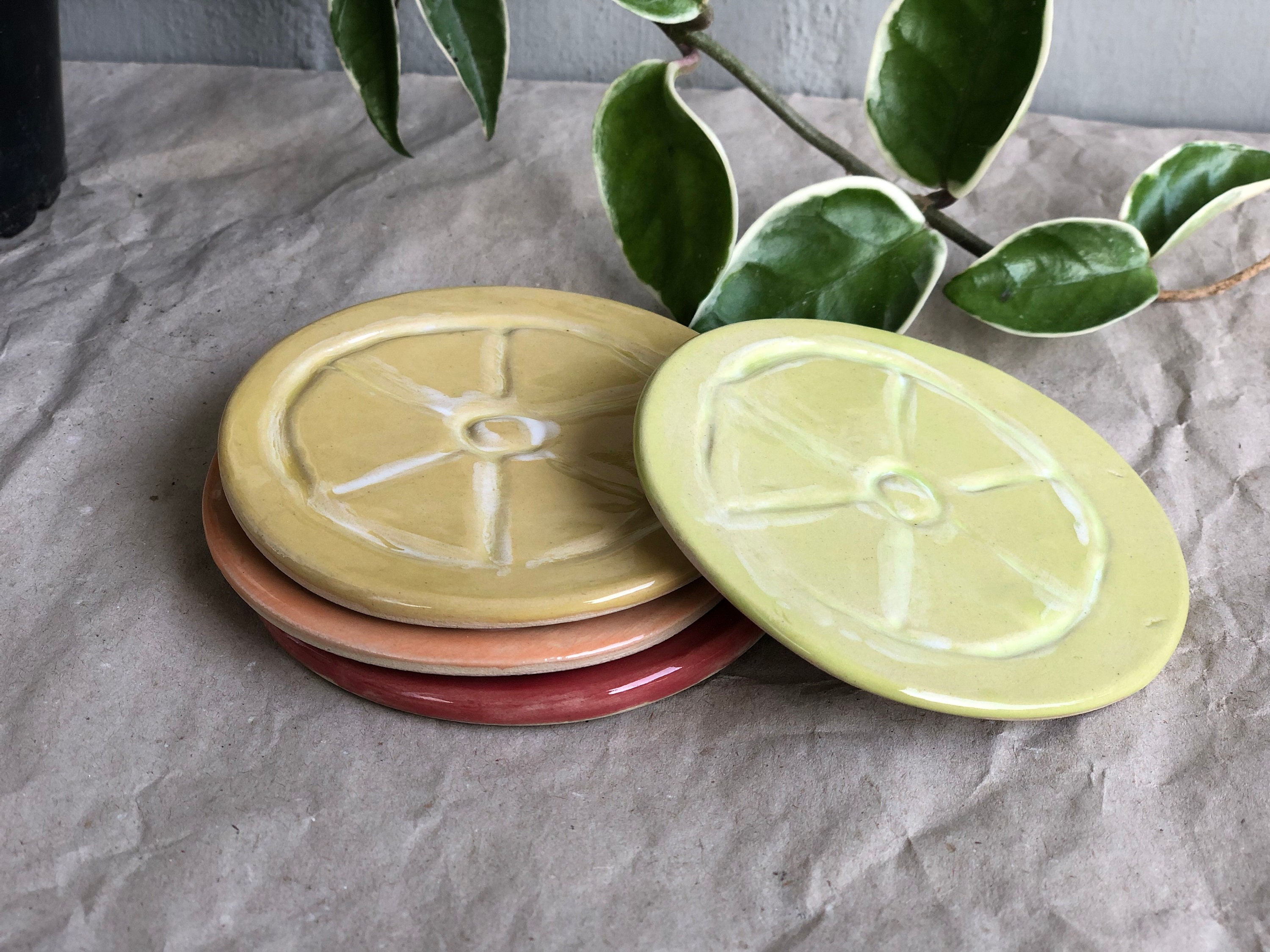 Citrus Coasters Set, Ceramic Kitchen Utensils - Etsy