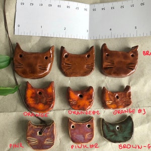 Ceramic Cat Pendant Shape Mix Colorful Cat Necklace Cat Head Handmade image 2