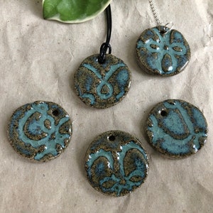 Ceramic Necklace Gray and Blue Pendant, Adjustable Necklace elegant seashore vibes light ceramic jewelry image 2